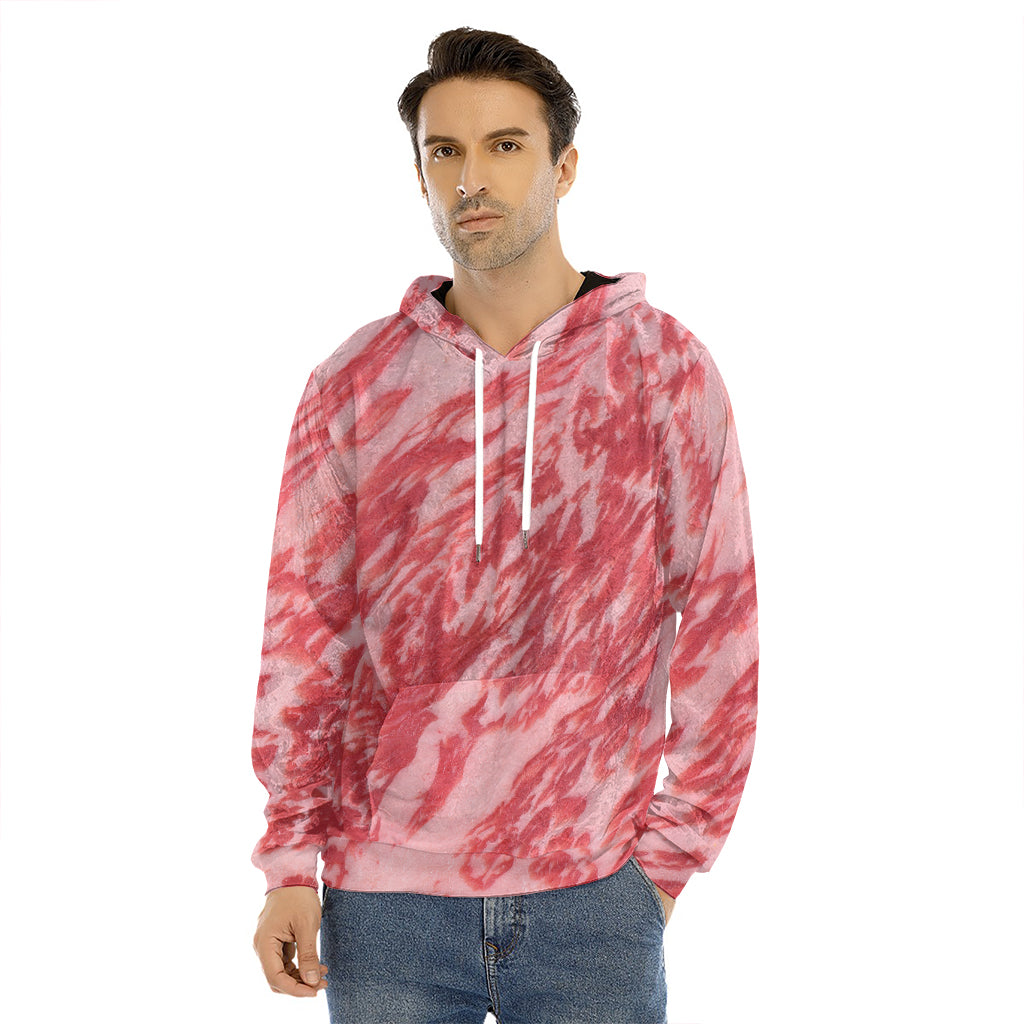 Wagyu Beef Meat Print Men's Velvet Pullover Hoodie