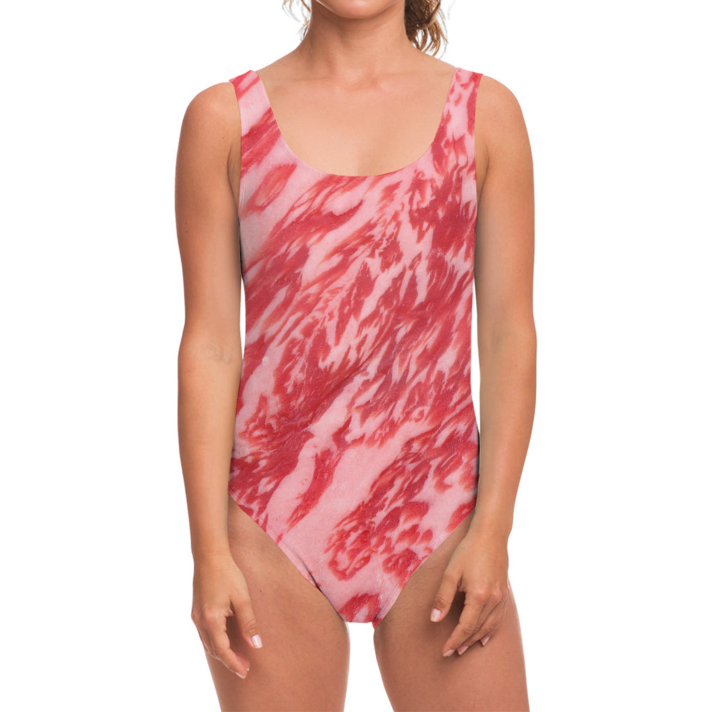 Wagyu Beef Meat Print One Piece Swimsuit