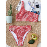 Wagyu Beef Meat Print One Shoulder Bikini Top