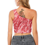 Wagyu Beef Meat Print One Shoulder Crop Top