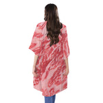 Wagyu Beef Meat Print Open Front Beach Cover Up