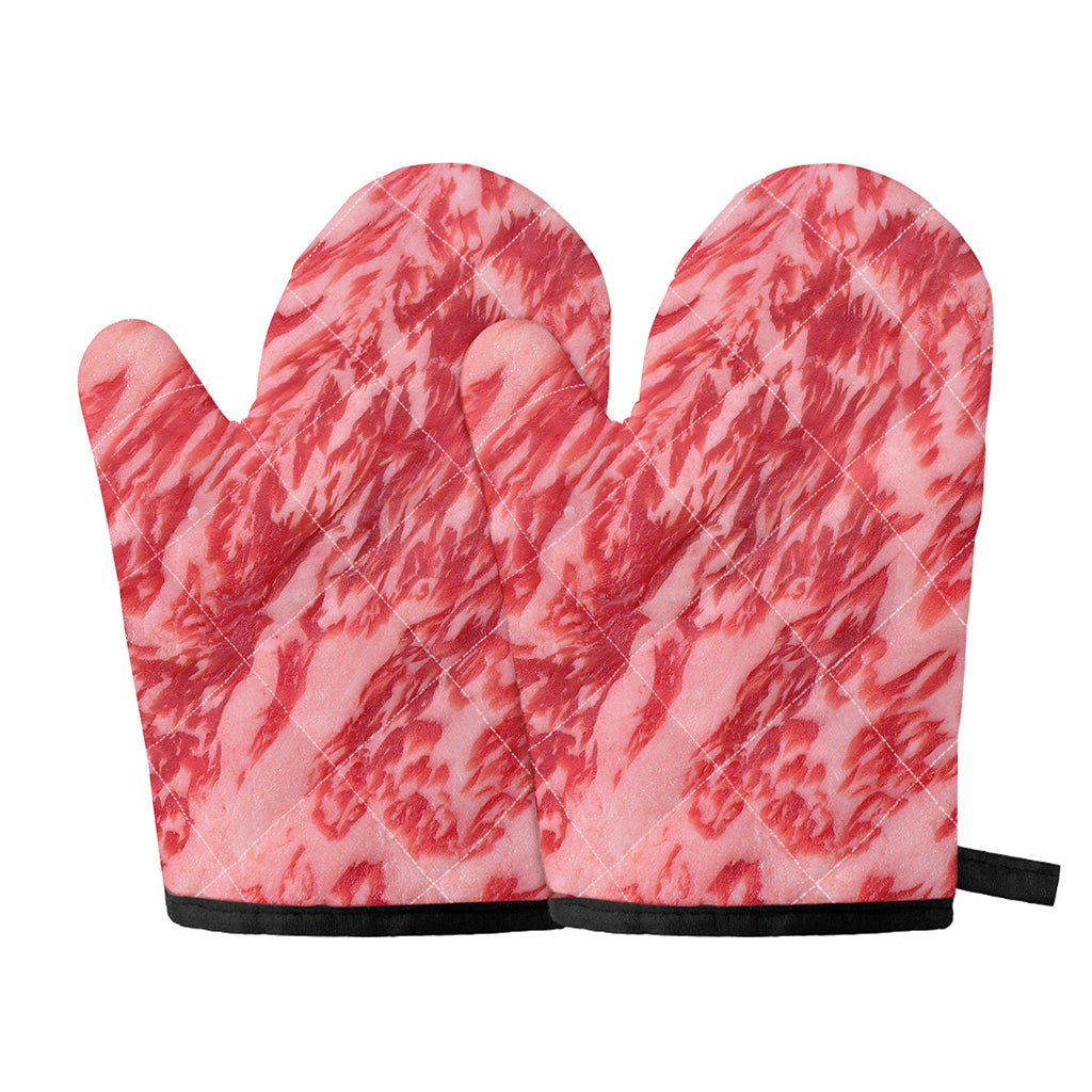 Wagyu Beef Meat Print Oven Mitts