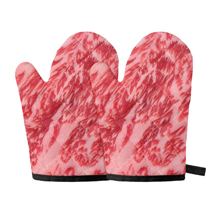 Wagyu Beef Meat Print Oven Mitts