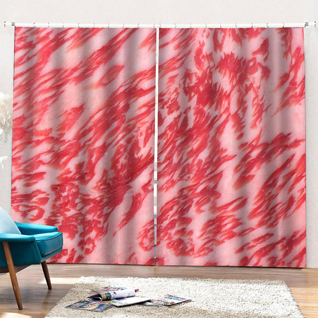 Wagyu Beef Meat Print Pencil Pleat Curtains