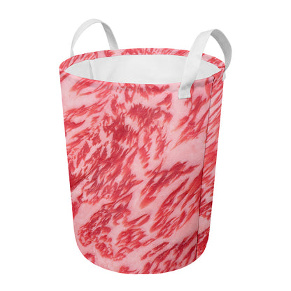 Wagyu Beef Meat Print Round Laundry Basket