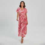 Wagyu Beef Meat Print Short Sleeve Maxi Dress