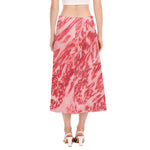 Wagyu Beef Meat Print Side Slit Midi Skirt