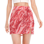 Wagyu Beef Meat Print Side Slit Mini Skirt