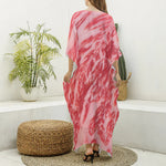 Wagyu Beef Meat Print Silk V-Neck Kaftan Dress