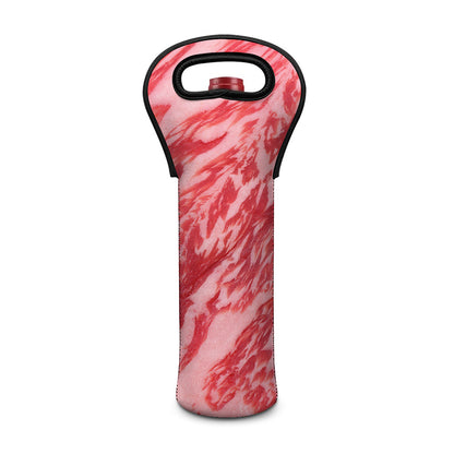 Wagyu Beef Meat Print Single Neoprene Wine Tote