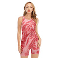 Wagyu Beef Meat Print Sleeveless One Piece Swimsuit