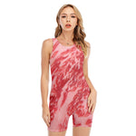 Wagyu Beef Meat Print Sleeveless One Piece Swimsuit