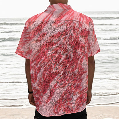 Wagyu Beef Meat Print Textured Short Sleeve Shirt
