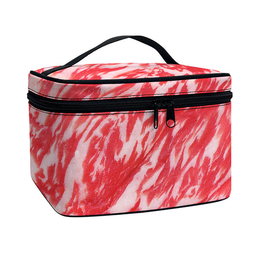 Wagyu Beef Meat Print Travel Makeup Bag