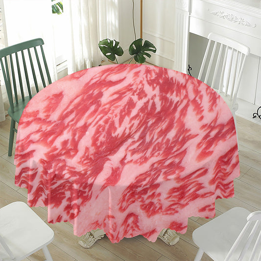 Wagyu Beef Meat Print Waterproof Round Tablecloth
