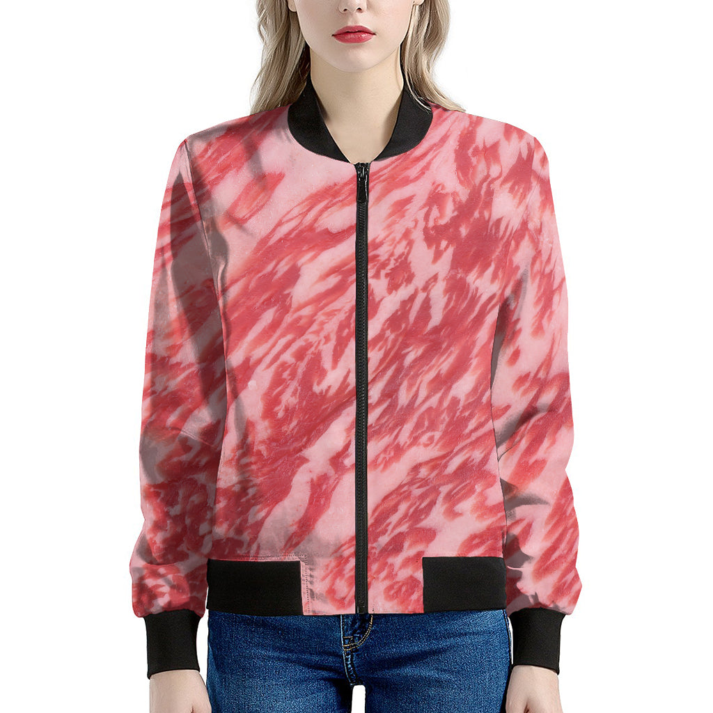 Wagyu Beef Meat Print Women's Bomber Jacket