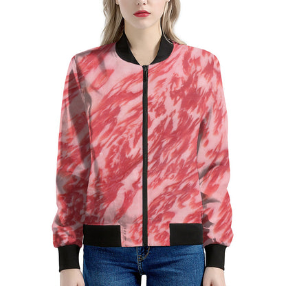 Wagyu Beef Meat Print Women's Bomber Jacket