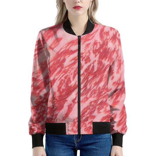 Wagyu Beef Meat Print Women's Bomber Jacket
