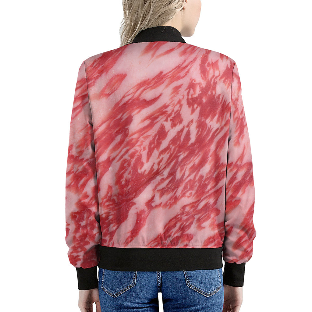 Wagyu Beef Meat Print Women's Bomber Jacket