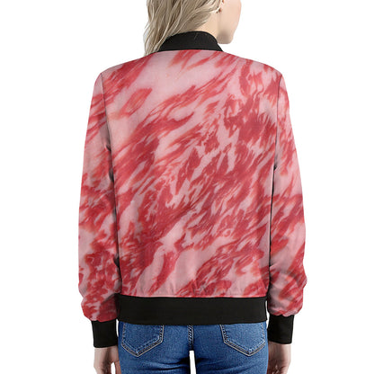 Wagyu Beef Meat Print Women's Bomber Jacket