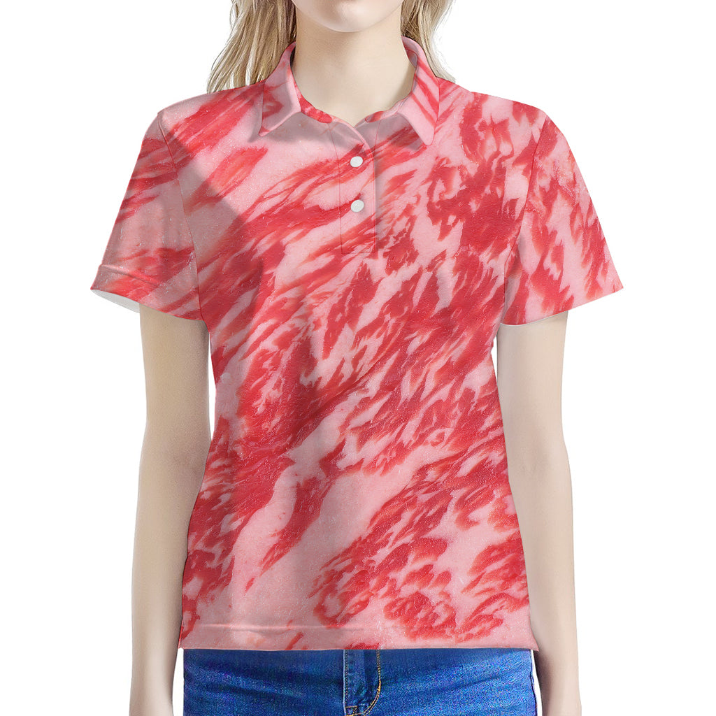 Wagyu Beef Meat Print Women's Polo Shirt