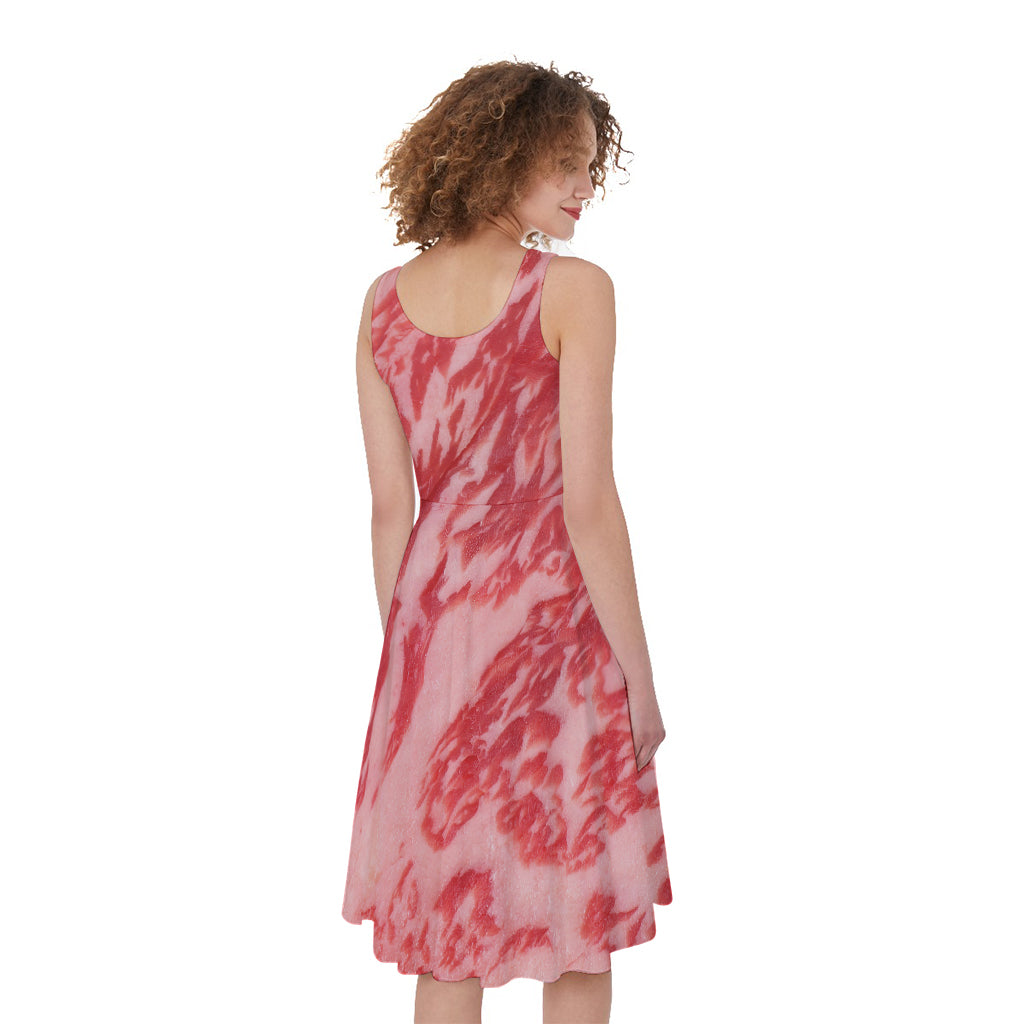 Wagyu Beef Meat Print Women's Sleeveless Dress