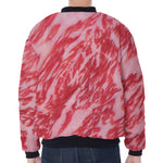Wagyu Beef Meat Print Zip Sleeve Bomber Jacket