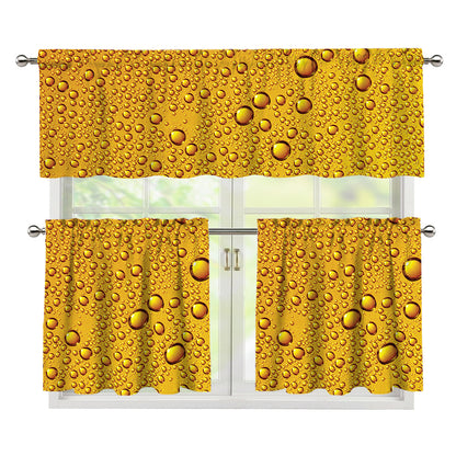 Water Drops On Beer Print 3 Piece Kitchen Curtains