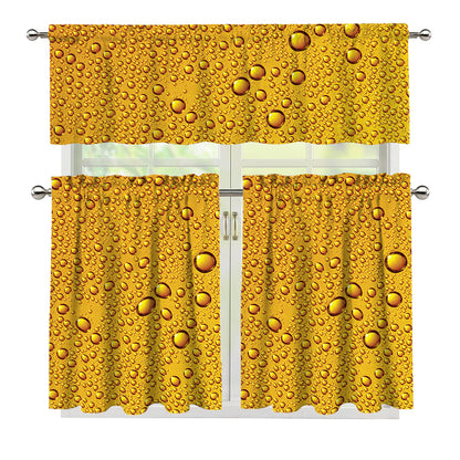 Water Drops On Beer Print 3 Piece Kitchen Curtains