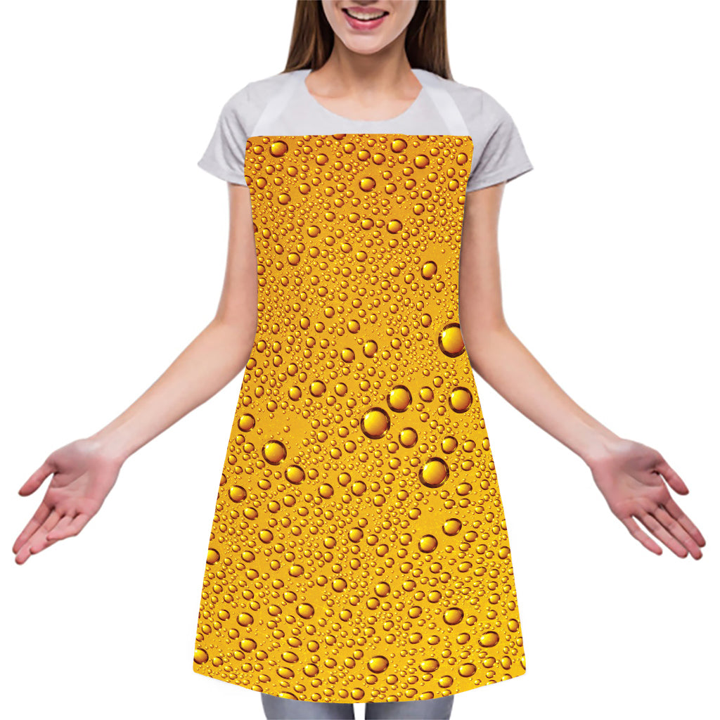 Water Drops On Beer Print Adjustable Apron
