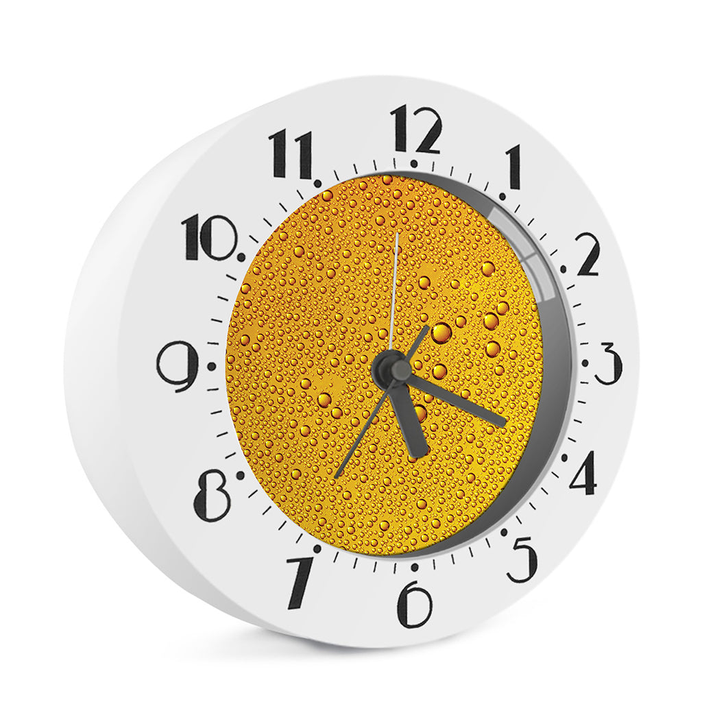 Water Drops On Beer Print Alarm Clock