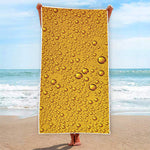 Water Drops On Beer Print Beach Towel