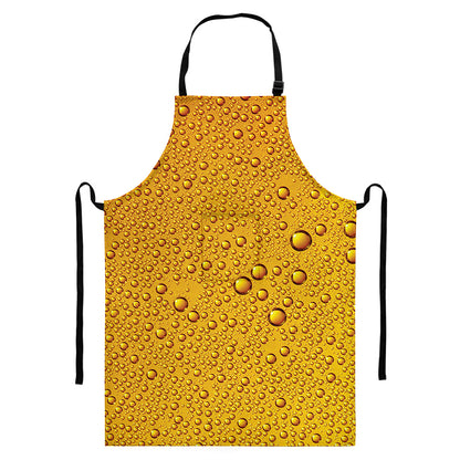 Water Drops On Beer Print Bib Apron With Pocket