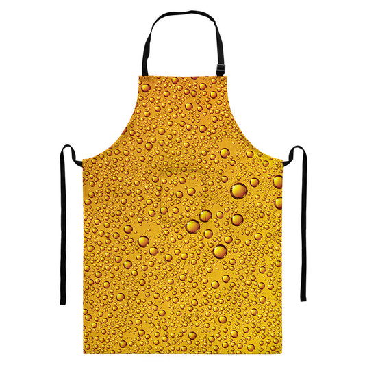 Water Drops On Beer Print Bib Apron With Pocket