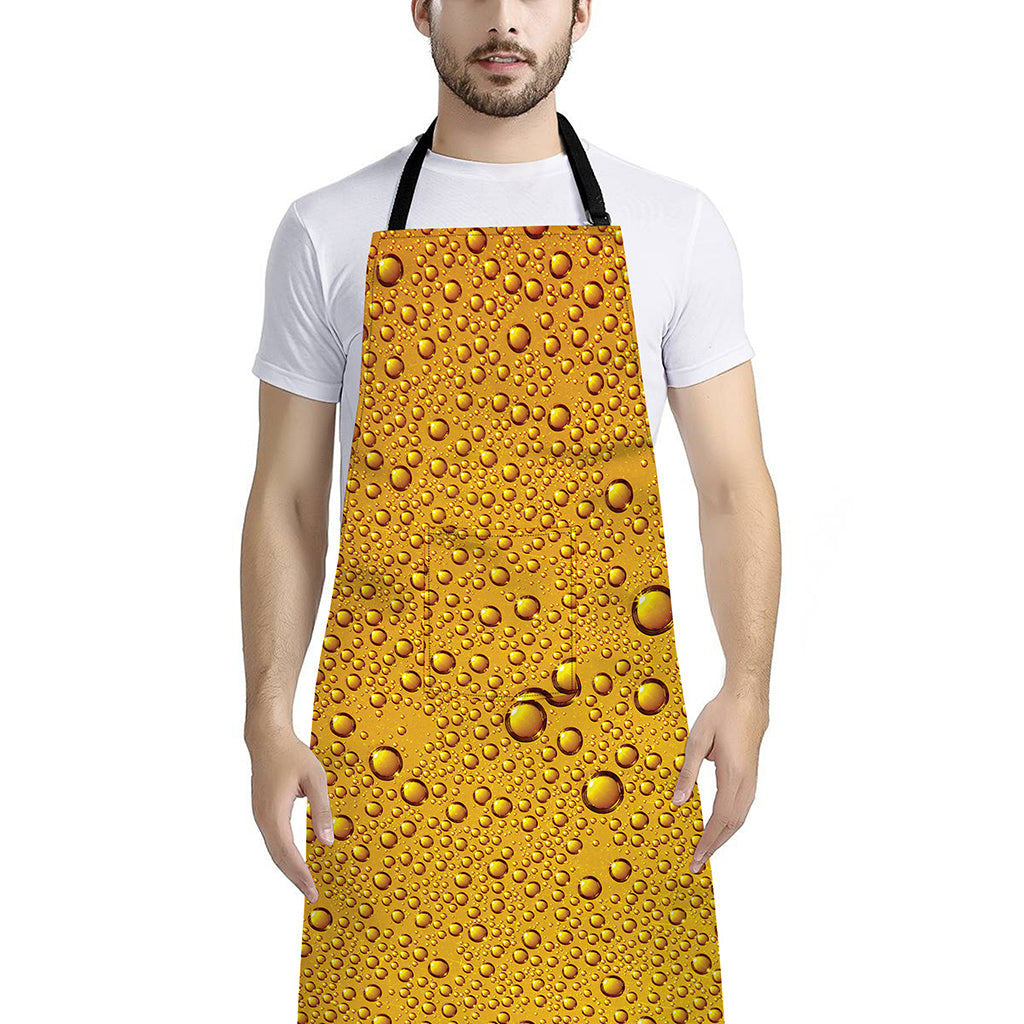 Water Drops On Beer Print Bib Apron With Pocket