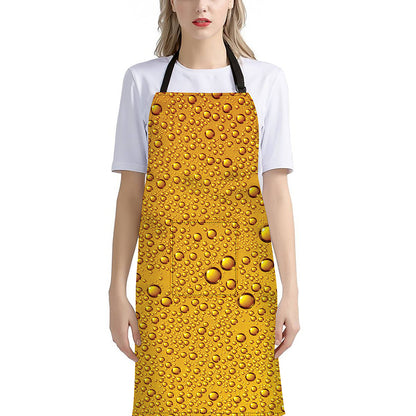 Water Drops On Beer Print Bib Apron With Pocket