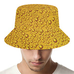 Water Drops On Beer Print Bucket Hat