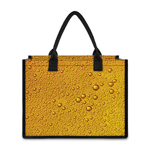Water Drops On Beer Print Canvas Tote Bag