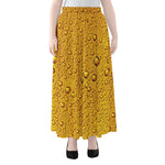 Water Drops On Beer Print Chiffon Maxi Skirt
