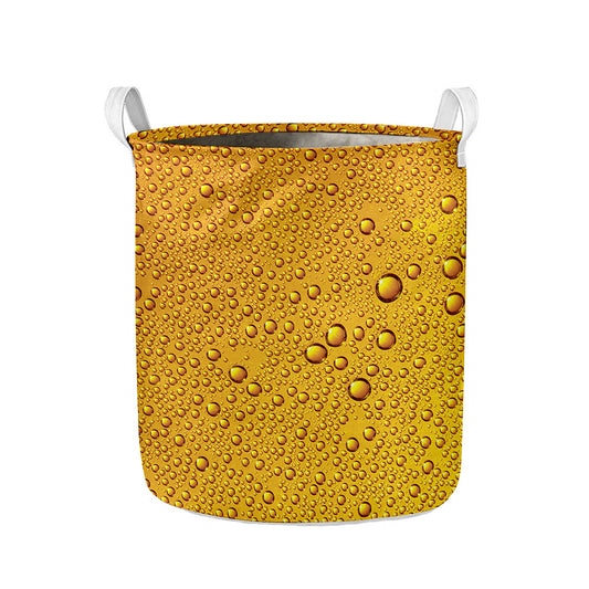 Water Drops On Beer Print Collapsible Laundry Basket