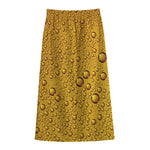 Water Drops On Beer Print Cotton Front Slit Maxi Skirt