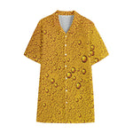 Water Drops On Beer Print Cotton Hawaiian Shirt