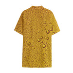 Water Drops On Beer Print Cotton Hawaiian Shirt