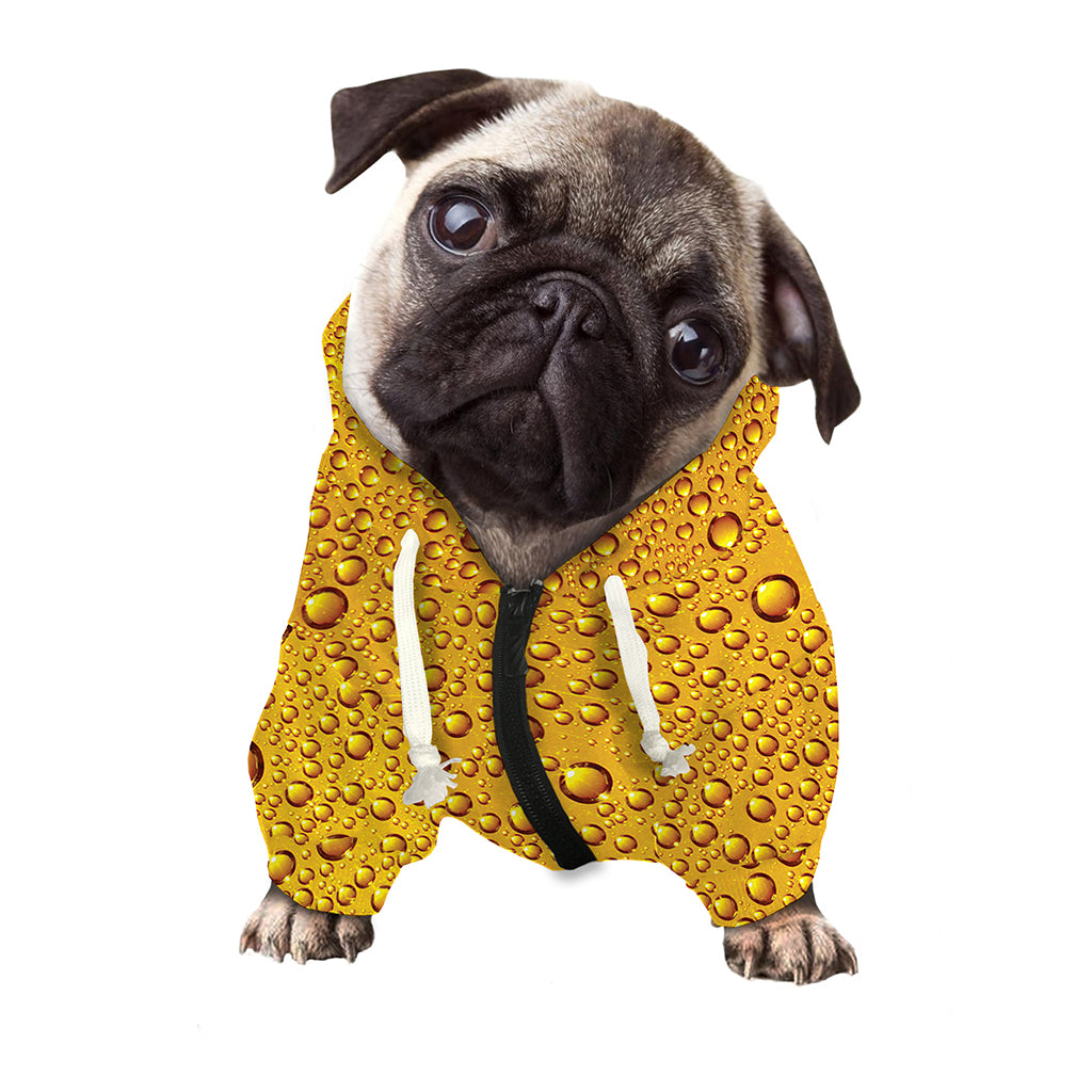 Water Drops On Beer Print Dog Zip Up Hoodie