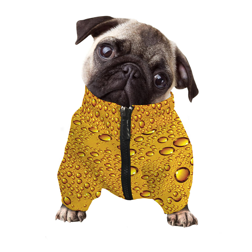 Water Drops On Beer Print Dog Zip Up Jacket