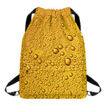 Water Drops On Beer Print Drawstring Backpack