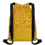Water Drops On Beer Print Drawstring Backpack