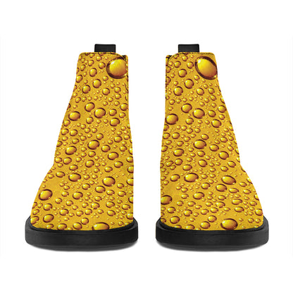 Water Drops On Beer Print Flat Ankle Boots