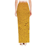 Water Drops On Beer Print High Slit Maxi Skirt