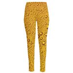 Water Drops On Beer Print High-Waisted Pocket Leggings